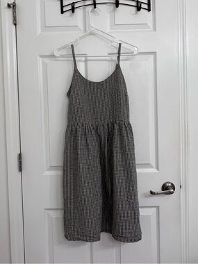 Simply Grey Linen Gingham Dress